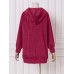 Women Solid Puff Sleeve Simple Velvet Sweatshirt with Front Pocket