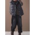 thick black women parka oversized down jacket sleeveless stand collar winter short outwear