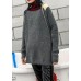 Pullover patchwork gray knitwear plus size clothing high neck knit tops