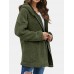 Women Fluffy Solid Full Zipper Hood Side Pocket Long Sleeve Warm Casual Hooded Sweatshirts