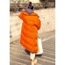 Casual orange down coat winter Loose fitting winter jacket stand collar Cinched quality overcoat