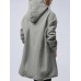 Hooded Casual Loose Long Turn  Down  Collar Solid Color Sweatshirts for Women