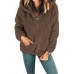 Women Plush Warm Hooded Solid Zipper Long Sleeve Kangaroo Pocket Casual Sweatshirts