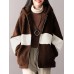 Women Plush Comfortable Patchwork Casual Side Pockets All Match Hoodie