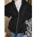 Women Fluffy Solid Full Zipper Hood Side Pocket Long Sleeve Warm Casual Hooded Sweatshirts