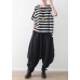 New summer cotton linen flower folds literary wide leg pants