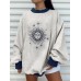 Women Daily Animated Printed Sun Flower Splicing Loose Sleeve Youngster Sweatshirt