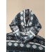 Women Fluffy Tribal Pattern Hooded High  low Hem Casual Home Wear Long Sleeve Sweatshirt