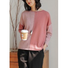 For Work pink tops o neck plus size clothing fall sweaters