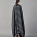 fine black striped maxi coat plus size pockets long coat women large hem winter coats