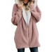 Women Full  Zip Thermal Hooded Solid Long Sleeve Warm Sweatshirts