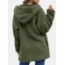 Women Fluffy Solid Full Zipper Hood Side Pocket Long Sleeve Warm Casual Hooded Sweatshirts