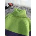 Cozy alphabet green knitwear Loose fitting high neck knitted t shirt