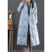 Fine plus size winter jacket coats blue hooded pockets warm coat