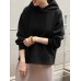 Women Solid Hooded Back Slit Nicely Design Hem Leisure Sweatshirt