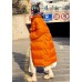 Casual orange down coat winter Loose fitting winter jacket stand collar Cinched quality overcoat