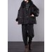 thick black casual outfit oversize Jackets & Coats pockets faux fur collar overcoat