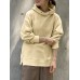 Women Korean Style Zipper Split Hem Commute Solid Hoodie