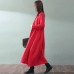 boutique red maxi coat trendy plus size V neck baggy Coats fine Jacquard wool coat