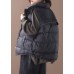 thick black women parka oversized down jacket sleeveless stand collar winter short outwear