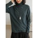 Pullover blackish green knit sweat tops casual high neck knitted pullover