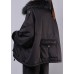 thick black casual outfit oversize Jackets & Coats pockets faux fur collar overcoat