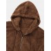 Women Plush Warm Hooded Solid Zipper Long Sleeve Kangaroo Pocket Casual Sweatshirts