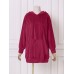 Women Solid Puff Sleeve Simple Velvet Sweatshirt with Front Pocket