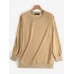 Women Solid Classic Loose Fit Puff Sleeve Dropped Shoulder Sweatshirt